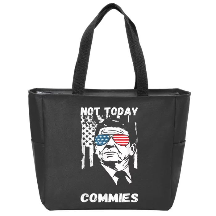 Funny Ronald Reagan Not Today Commie Political Humor Zip Tote Bag