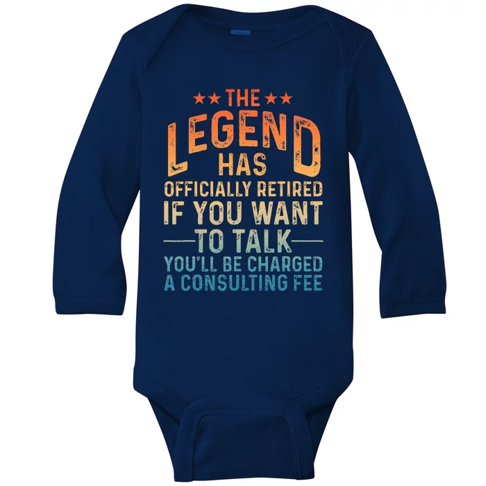 Funny Retired Retirement Baby Long Sleeve Bodysuit