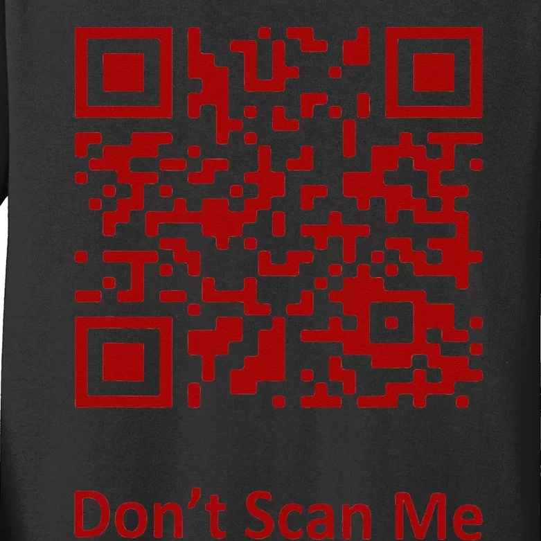 Funny Rick Roll Meme QR Code Scan for Laughs and Fun Kids Long Sleeve Shirt