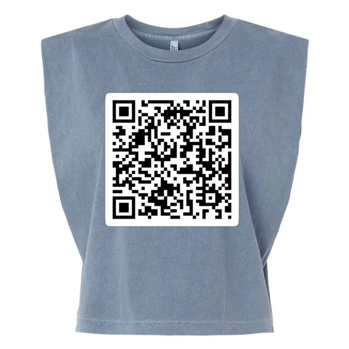 Funny 'Rick Roll QR' Code Scan Prank Meme Design Garment-Dyed Women's Muscle Tee