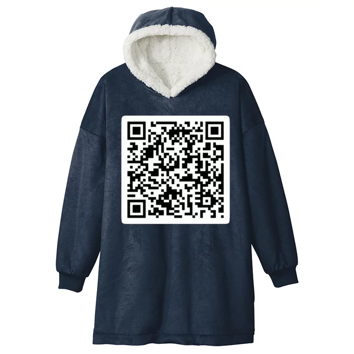 Funny 'Rick Roll QR' Code Scan Prank Meme Design Hooded Wearable Blanket