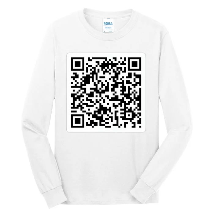 Funny 'Rick Roll QR' Code Scan Prank Meme Design Tall Long Sleeve T-Shirt