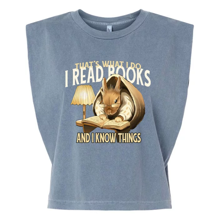 Funny Rabbit Reading Book That Is What I Do Garment-Dyed Women's Muscle Tee