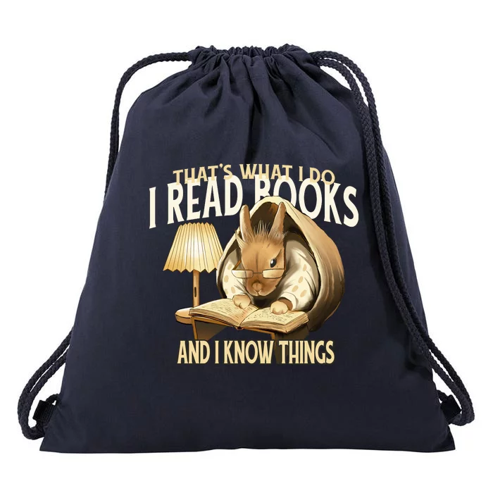 Funny Rabbit Reading Book That Is What I Do Drawstring Bag