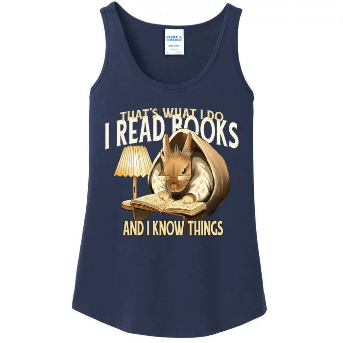 Funny Rabbit Reading Book That Is What I Do Ladies Essential Tank