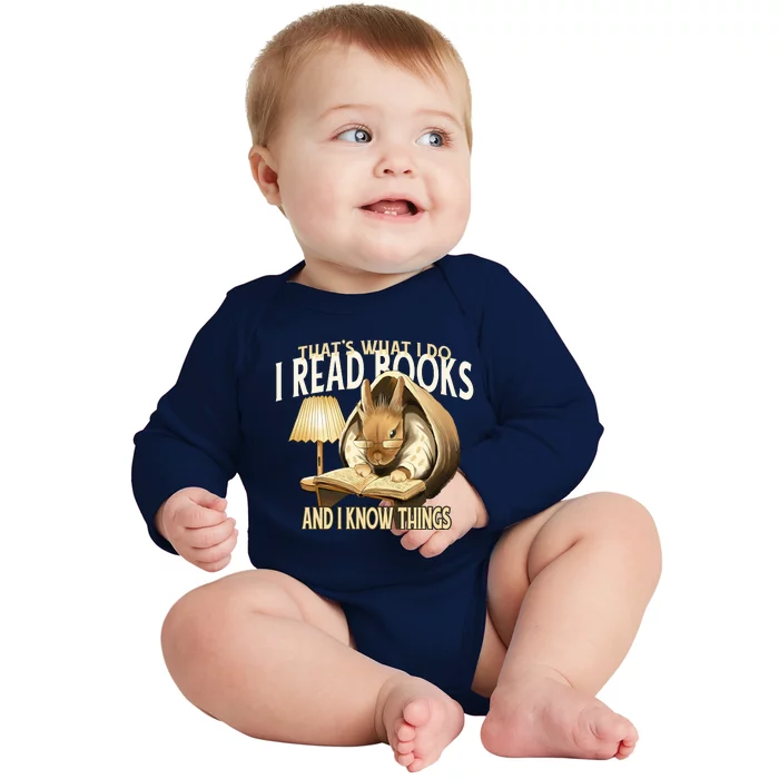 Funny Rabbit Reading Book That Is What I Do Baby Long Sleeve Bodysuit