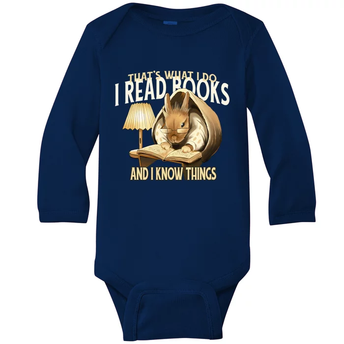 Funny Rabbit Reading Book That Is What I Do Baby Long Sleeve Bodysuit