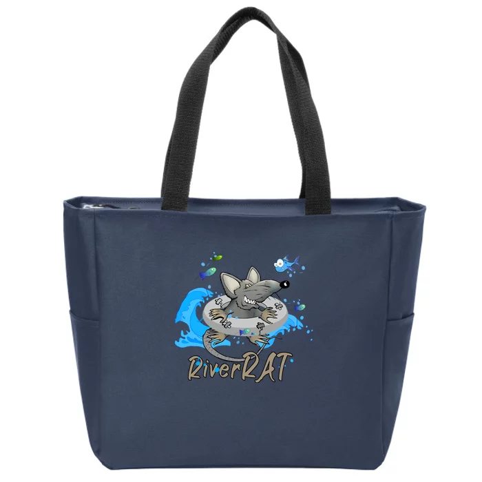 Funny River RAT Tubing Down The River Zip Tote Bag