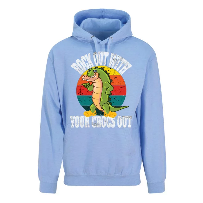 Funny Retro Rocks Out With Your Crocs Out Vintage Gift Unisex Surf Hoodie