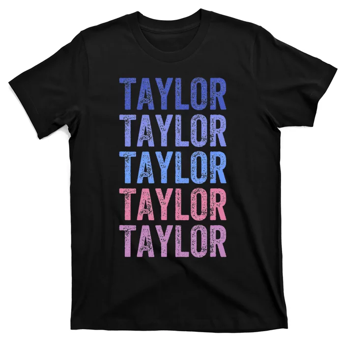 Funny Retro Repeated Text Design First Name Taylor T-Shirt