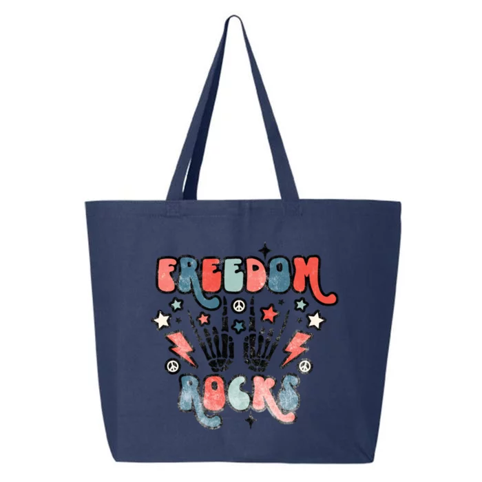 Freedom Rocks Retro Distressed 4th Of July Vintage Graphic Gift 25L Jumbo Tote