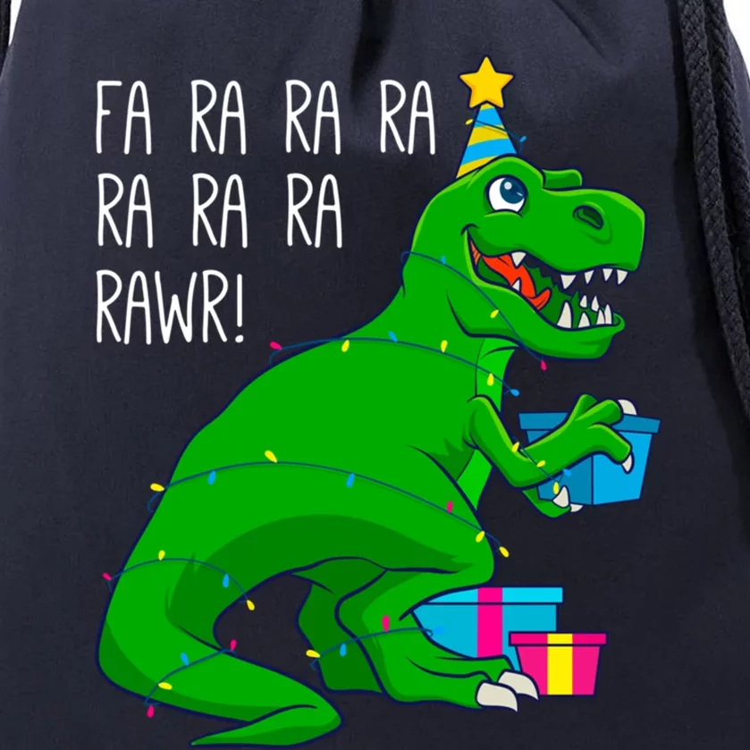 Fa Ra Ra Rawr Christmas Dinosaur T Rex Xmas Trex Gift Drawstring Bag