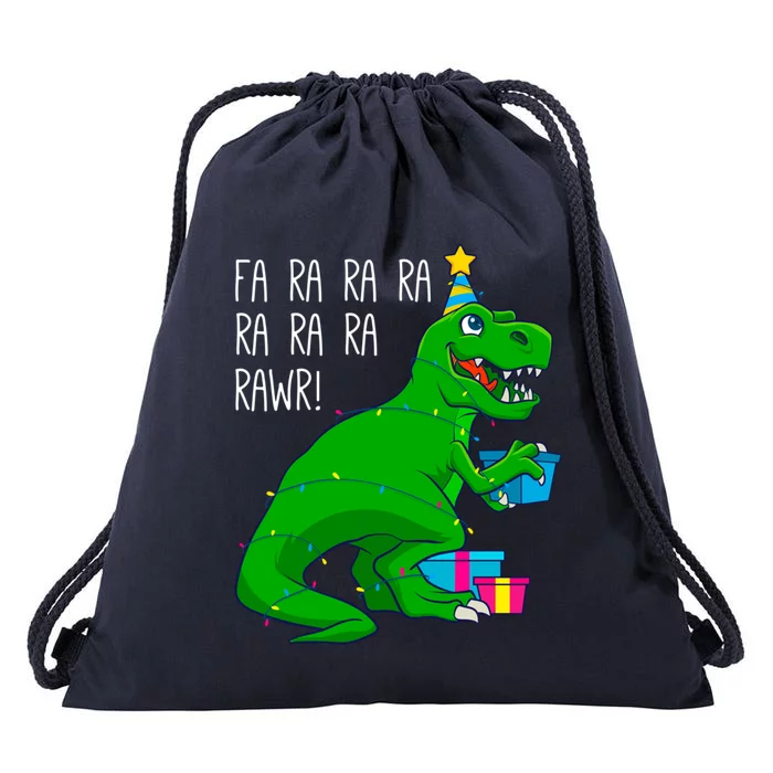 Fa Ra Ra Rawr Christmas Dinosaur T Rex Xmas Trex Gift Drawstring Bag