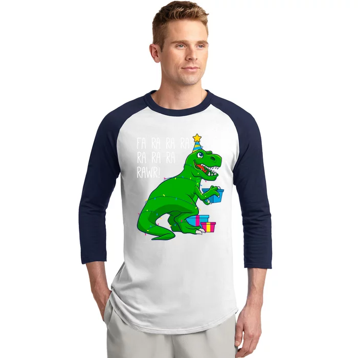 Fa Ra Ra Rawr Christmas Dinosaur T Rex Xmas Trex Gift Baseball Sleeve Shirt