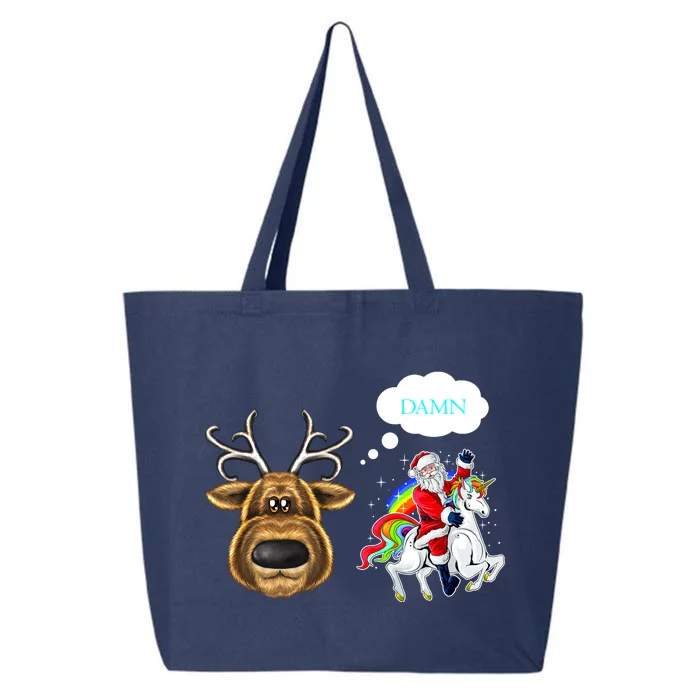 Funny Reindeer Replaced By Unicorn With Santa Claus 25L Jumbo Tote