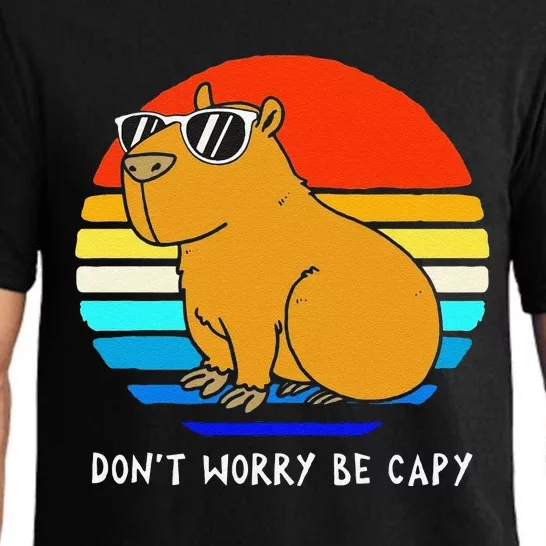 Funny Retro Rodent Funny Capybara Dont Be Worry Be Capy Pajama Set