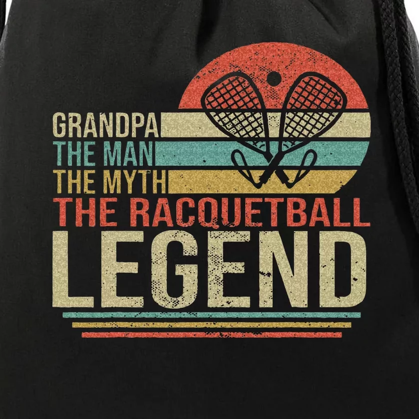 Funny Racketball Retro Grandpa Man Myth Racquetball Legend Drawstring Bag