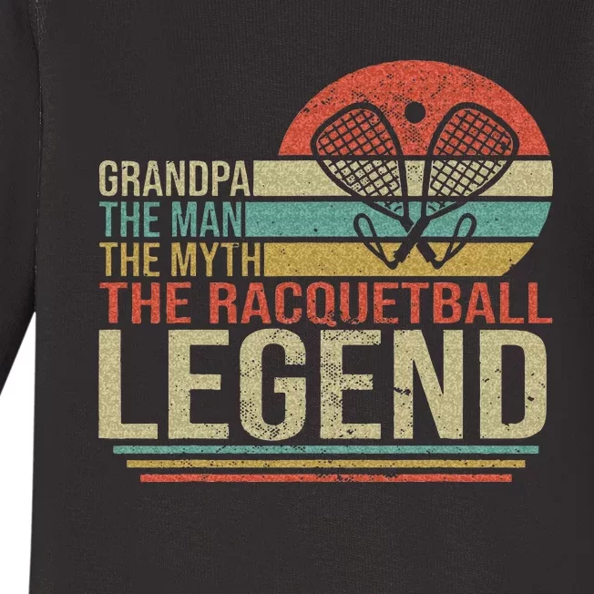 Funny Racketball Retro Grandpa Man Myth Racquetball Legend Baby Long Sleeve Bodysuit