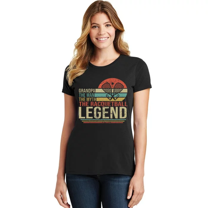 Funny Racketball Retro Grandpa Man Myth Racquetball Legend Women's T-Shirt