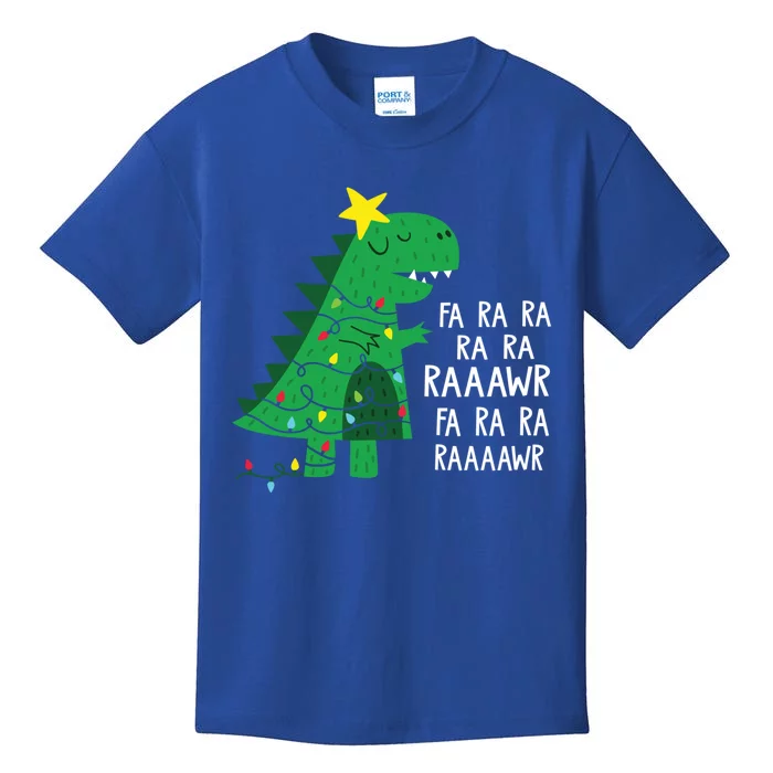 Fa Ra Ra Rawr Tree Rex Funny Merry Christmas Dinosaur Gift Kids T-Shirt