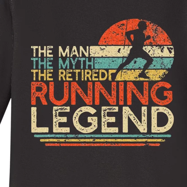 Funny Runner Retirement Gift Man Myth Retired Running Legend Baby Long Sleeve Bodysuit