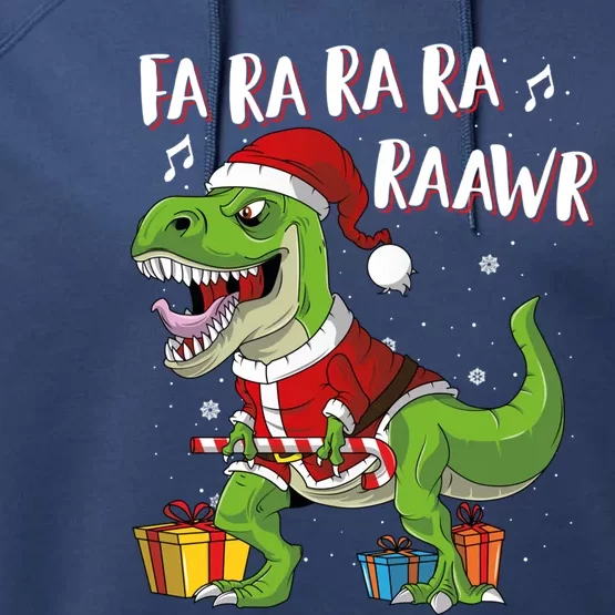 Fa Ra Ra Ra Ra Rawr Santa Dinosaur T Rex Funny Christmas Funny Gift Performance Fleece Hoodie