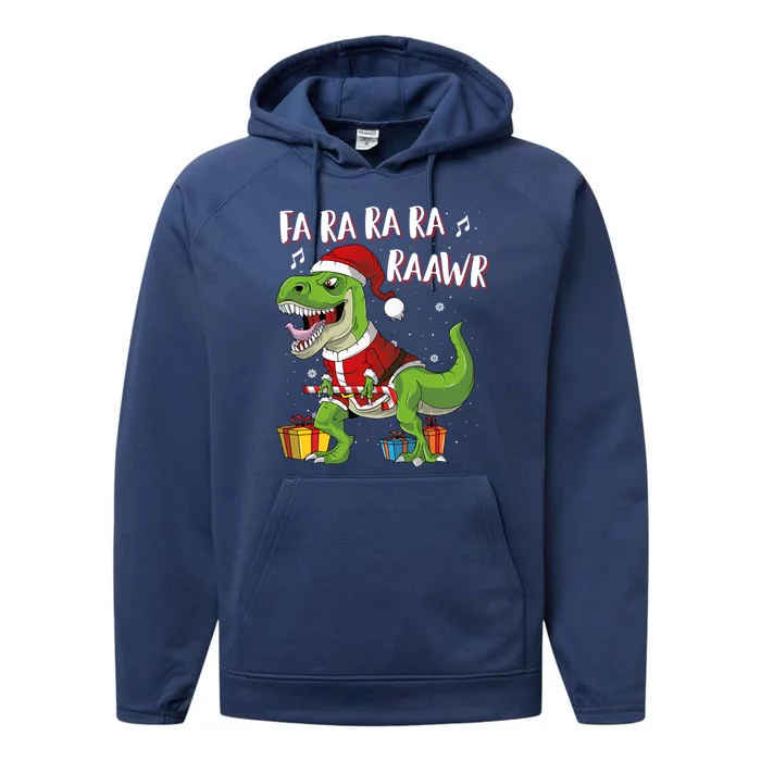 Fa Ra Ra Ra Ra Rawr Santa Dinosaur T Rex Funny Christmas Funny Gift Performance Fleece Hoodie