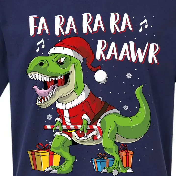 Fa Ra Ra Ra Ra Rawr Santa Dinosaur T Rex Funny Christmas Funny Gift Sueded Cloud Jersey T-Shirt