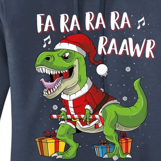 Fa Ra Ra Ra Ra Rawr Santa Dinosaur T Rex Funny Christmas Great Gift Women's Pullover Hoodie