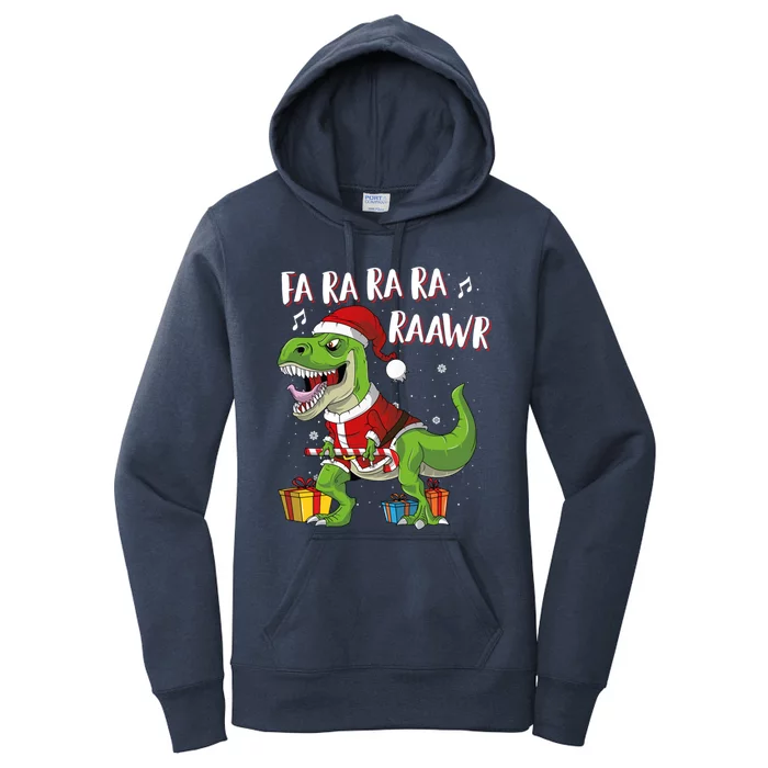 Fa Ra Ra Ra Ra Rawr Santa Dinosaur T Rex Funny Christmas Great Gift Women's Pullover Hoodie