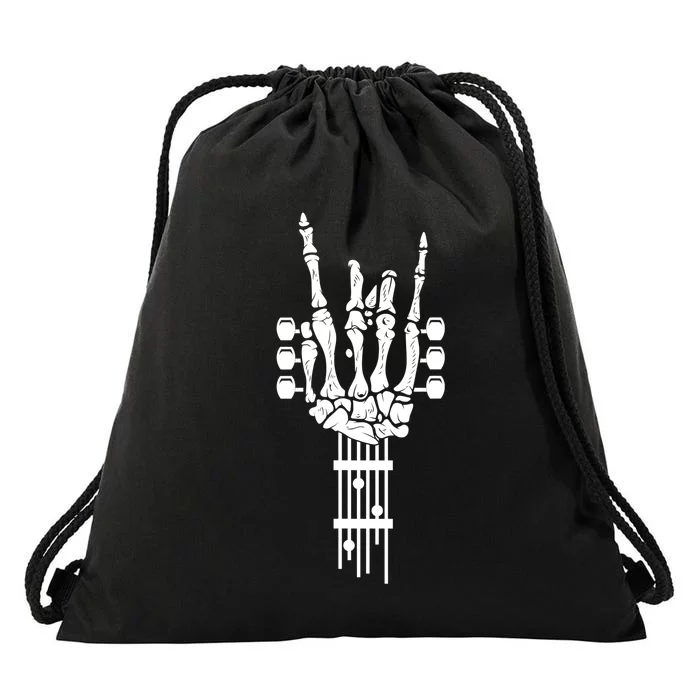 Funny Rock & Roll Skeleton Gift Funny Guitar Music Lover Gift Drawstring Bag