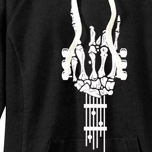 Funny Rock & Roll Skeleton Gift Funny Guitar Music Lover Gift Women's Fleece Hoodie