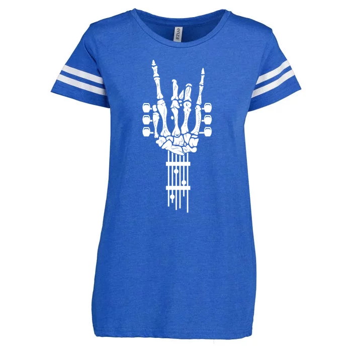 Funny Rock & Roll Skeleton Gift Funny Guitar Music Lover Gift Enza Ladies Jersey Football T-Shirt