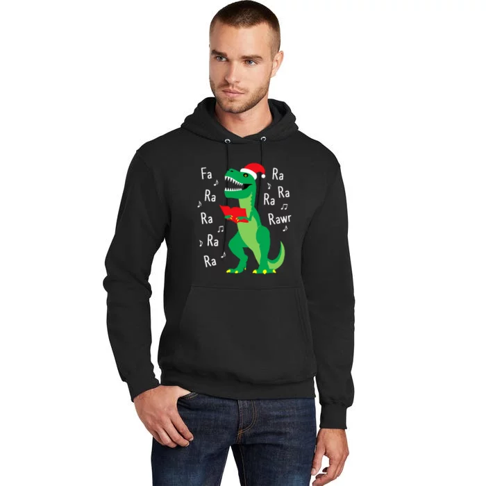 Fa Ra Rawr Trex Santa Christmas Carol Funny Fa La La Tall Hoodie