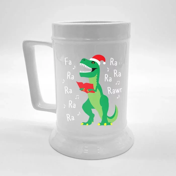 Fa Ra Rawr Trex Santa Christmas Carol Funny Fa La La Front & Back Beer Stein