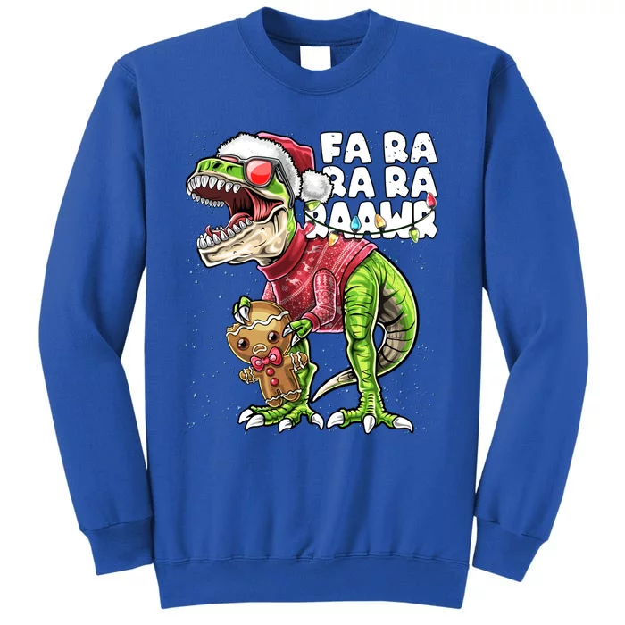 Fa Ra Ra Ra Rawr Dinosaur Ugly Christmas Gingerbread Gift Tall Sweatshirt