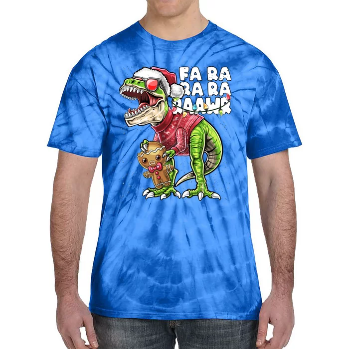 Fa Ra Ra Ra Rawr Dinosaur Ugly Christmas Gingerbread Gift Tie-Dye T-Shirt