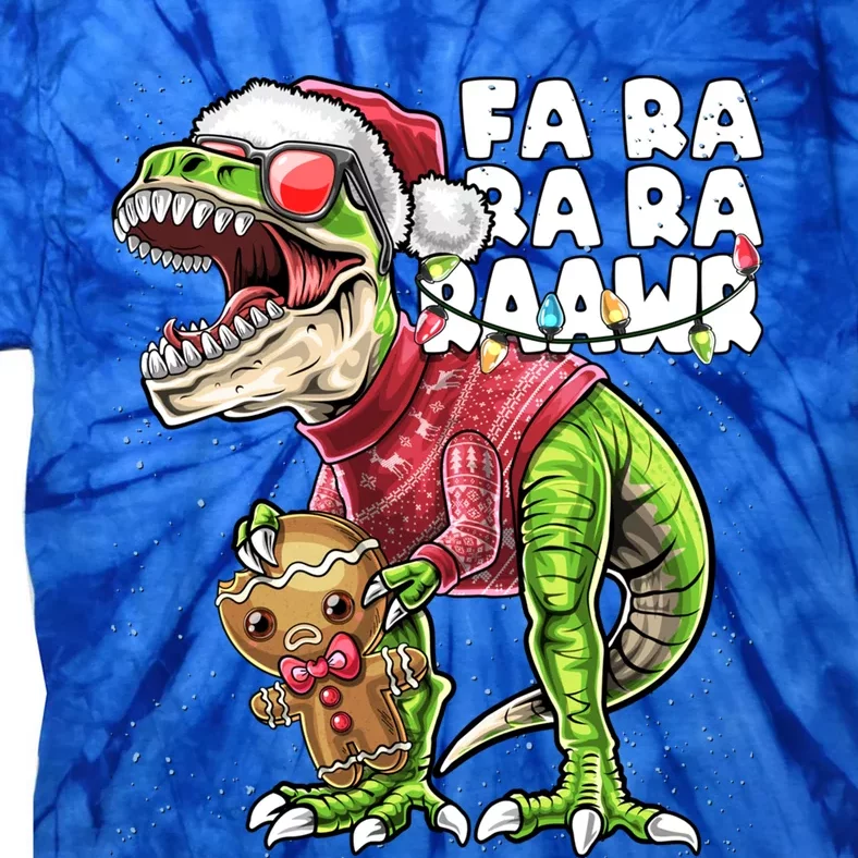 Fa Ra Ra Ra Rawr Dinosaur Ugly Christmas Gingerbread Gift Tie-Dye T-Shirt