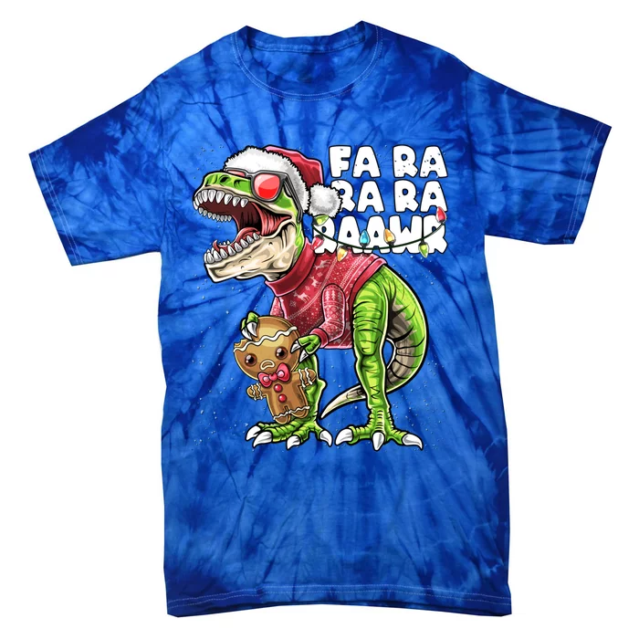 Fa Ra Ra Ra Rawr Dinosaur Ugly Christmas Gingerbread Gift Tie-Dye T-Shirt