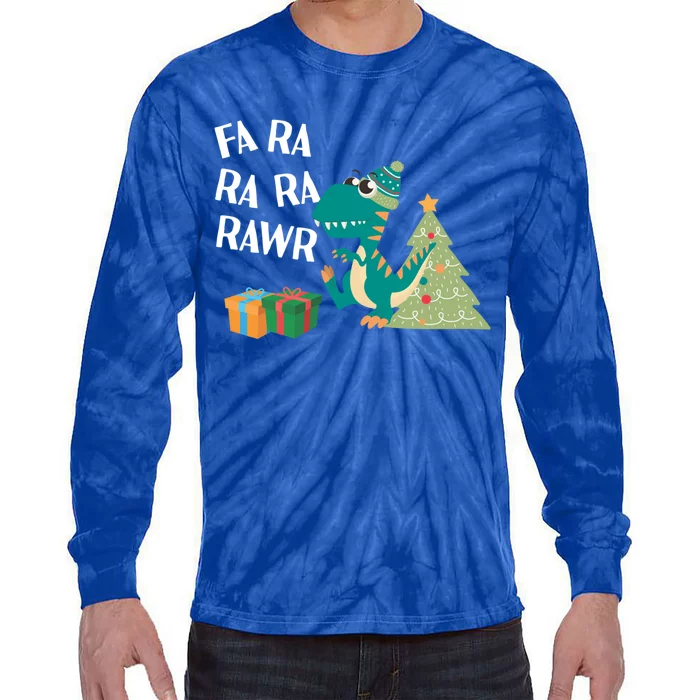 Fa Ra Ra Ra Rawr I Christmas Carol Dinosaur Gift Tie-Dye Long Sleeve Shirt