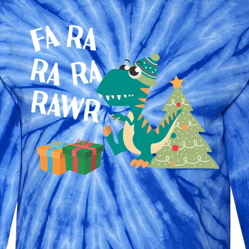 Fa Ra Ra Ra Rawr I Christmas Carol Dinosaur Gift Tie-Dye Long Sleeve Shirt