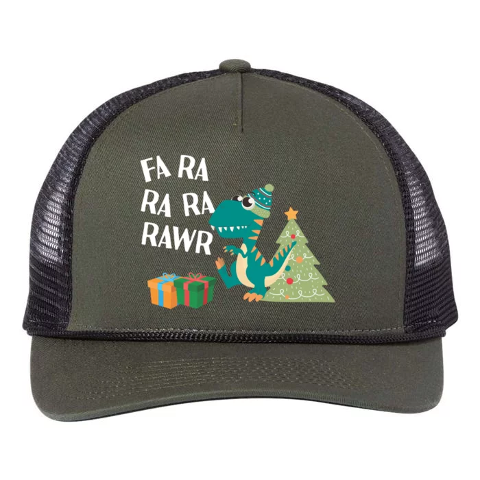 Fa Ra Ra Ra Rawr I Christmas Carol Dinosaur Gift Retro Rope Trucker Hat Cap