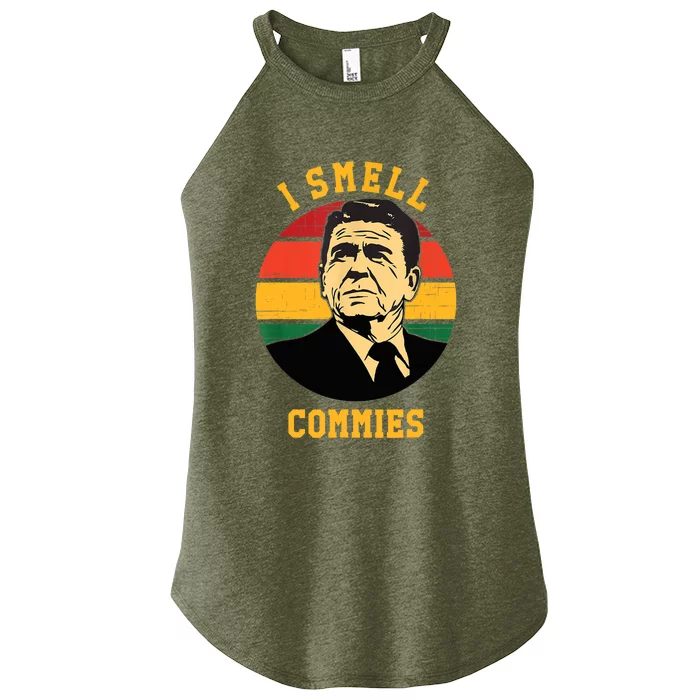 Funny Ronald Reagan I Smell Commies Political Humor Women’s Perfect Tri Rocker Tank