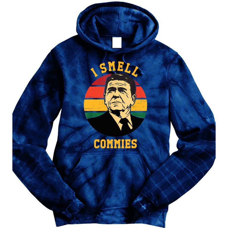 Funny Ronald Reagan I Smell Commies Political Humor Tie Dye Hoodie