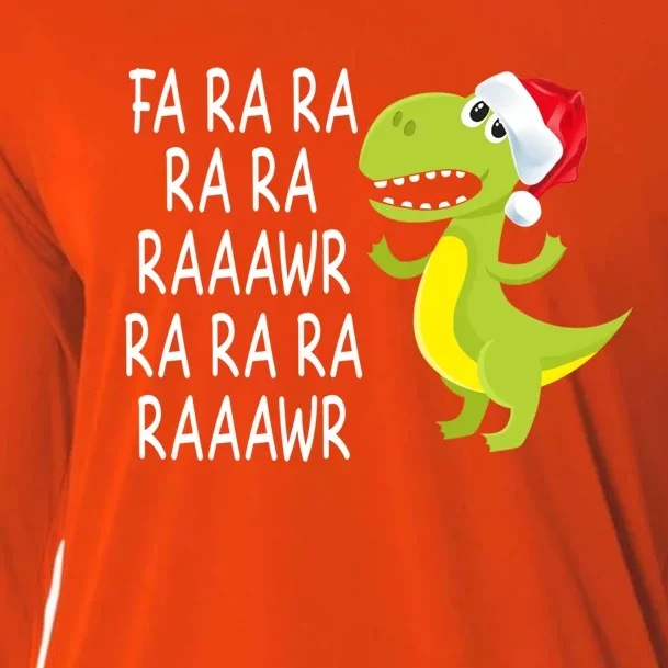 Fa Ra Ra Rawr Dinosaur Santa Hat Cute T Rex Gift Cooling Performance Long Sleeve Crew