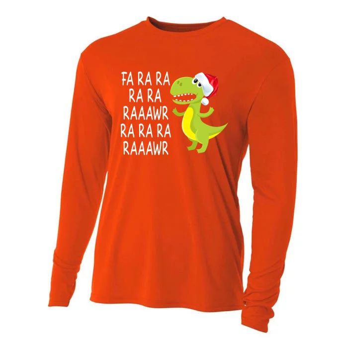 Fa Ra Ra Rawr Dinosaur Santa Hat Cute T Rex Gift Cooling Performance Long Sleeve Crew