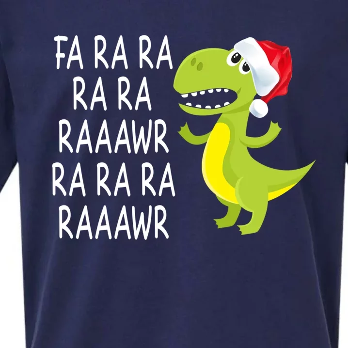 Fa Ra Ra Rawr Dinosaur Santa Hat Cute T Rex Gift Sueded Cloud Jersey T-Shirt