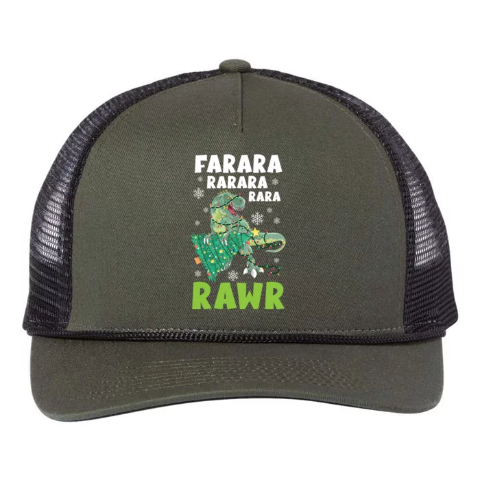 Fa Ra Ra Rawr Christmas Day Trex Holiday Season Santa Claus Gift Retro Rope Trucker Hat Cap