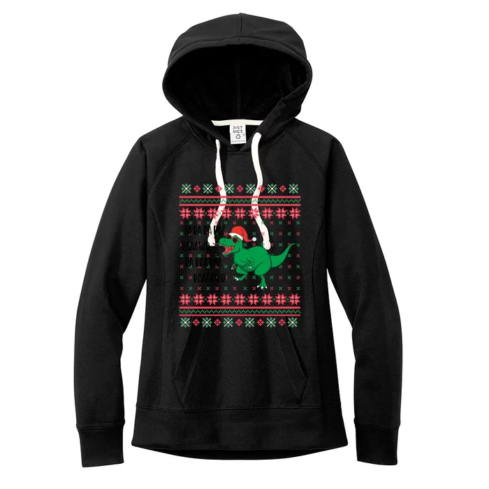 Fa Ra Ra Rawr Dinosaur Santa Hat Ugly Sweater Christmas Trex Great Gift Women's Fleece Hoodie