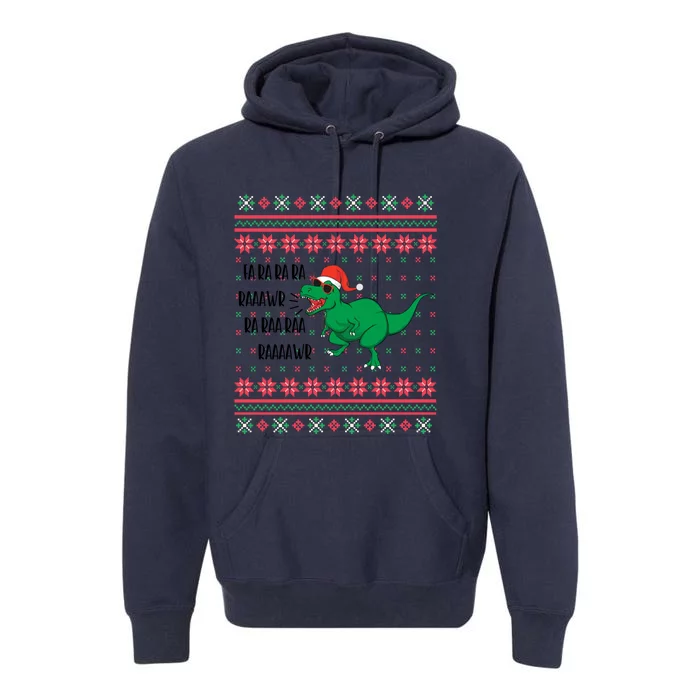 Fa Ra Ra Rawr Dinosaur Santa Hat Ugly Sweater Christmas Trex Great Gift Premium Hoodie